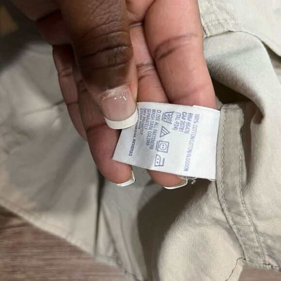 TOMMY HILFIGER Women’s Long Stretch Sleeve Blouse Button Up Color Beige … - Picture 5 of 5